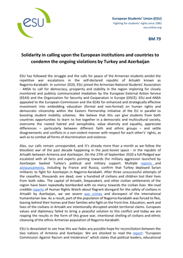 Solidarity in Calling Upon the European Institutions and Countries to Condemn the Ongoing Violations by Turkey and Azerbaijan
