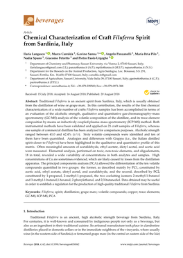 Chemical Characterization of Craft Filuferru Spirit from Sardinia, Italy