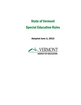 State of Vermont Special Education Rules