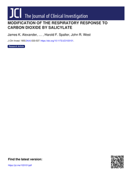 Modification of the Respiratory Response to Carbon Dioxide by Salicylate