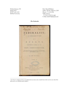The Federalist and the American Constitution, Prof. David Lay Williams