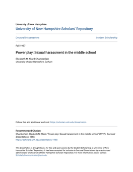 Power Play: Sexual Harassment in the Middle School