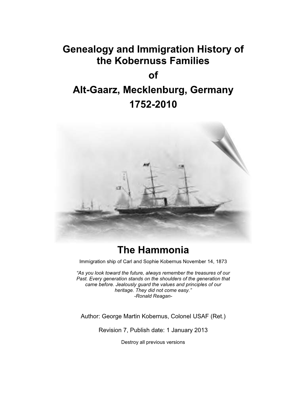 Genealogy of the Kobernuss Families of Alt-Gaarz Mecklenburg