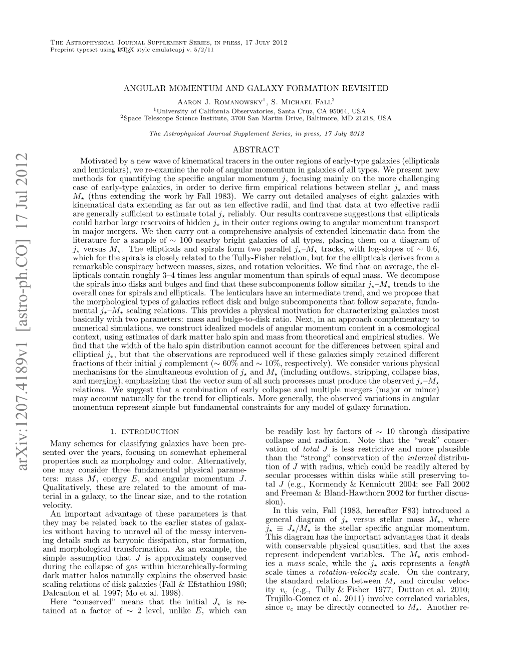 Arxiv:1207.4189V1 [Astro-Ph.CO] 17 Jul 2012 N a Osdrtrefnaetlpyia Parame- Physical Fundamental Mass Three Alternatively, Ters: Consider Color