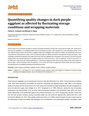 Quantifying Quality Changes in Dark Purple Eggplant As Affected by Fluctuating Storage Conditions and Wrapping Materials