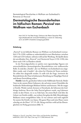 Dermatologische Besonderheiten Im Höfischen Roman: Parzival Von