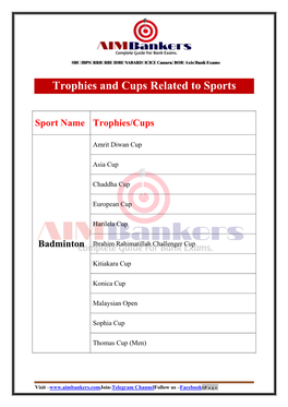 Trophies and Cups Related to Sports