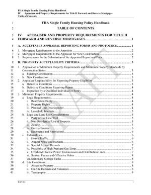 FHA Single Family Housing Policy Handbook TABLE of CONTENTS