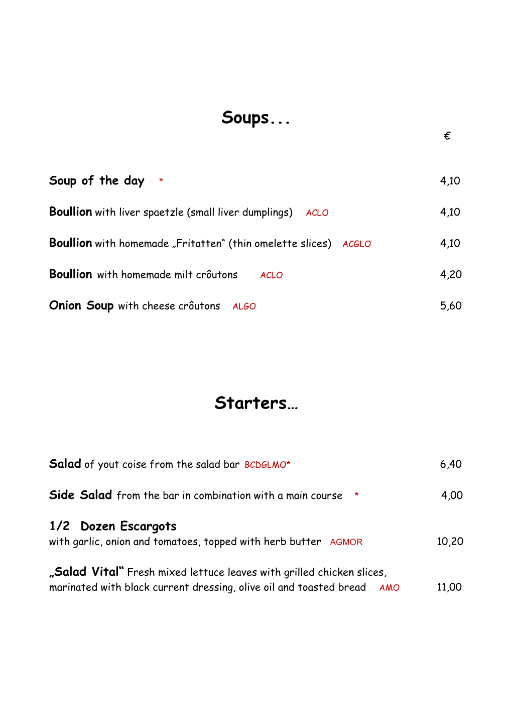 Soups... Starters…