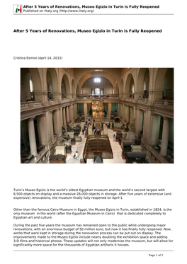 After 5 Years of Renovations, Museo Egizio in Turin Is Fully Reopened Published on Iitaly.Org (