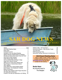 SAR DOG NEWS a National Award Willing Newsletter Published by the National Search Dog Alliance July2019 Vol