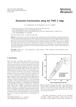 Astronomy & Astrophysics Deuterium Fractionation Along the TMC-1 Ridge
