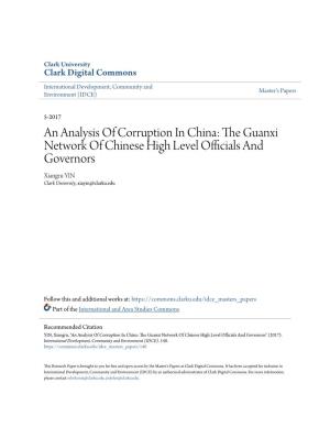 An Analysis of Corruption in China: the Guanxi Network of Chinese High Level Officials and Governors