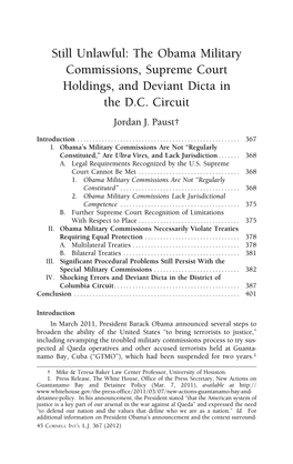 The Obama Military Commissions, Supreme Court Holdings, and Deviant Dicta in the D.C