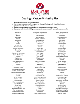 Creating a Custom Marketing Plan