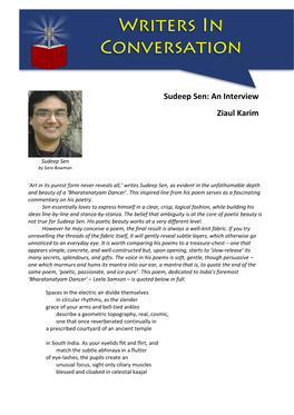 Sudeep Sen: an Interview Ziaul Karim