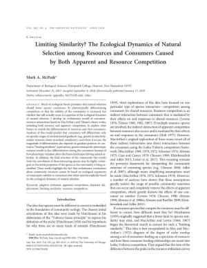 Limiting Similarity? the Ecological Dynamics of Natural Selection Among Resources and Consumers Caused by Both Apparent and Resource Competition