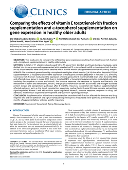Comparing the Effects of Vitamin E Tocotrienol-Rich Fraction Supplementation and Α-Tocopherol Supplementation on Gene Expression in Healthy Older Adults