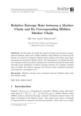 Relative Entropy Rate Between a Markov Chain and Its Corresponding Hidden Markov Chain