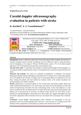 Carotid Doppler Ultrasonography Evaluation in Patients with Stroke
