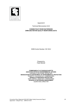 2003 Water Quality Assessment Report, Appendix B