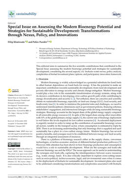 Special Issue on Assessing the Modern Bioenergy Potential and Strategies for Sustainable Development: Transformations Through Nexus, Policy, and Innovations