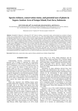 Species Richness, Conservation Status, and Potential Uses of Plants in Segara Anakan Area of Sempu Island, East Java, Indonesia