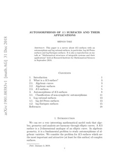 Automorphisms of K3 Surfaces and Their Applications 3