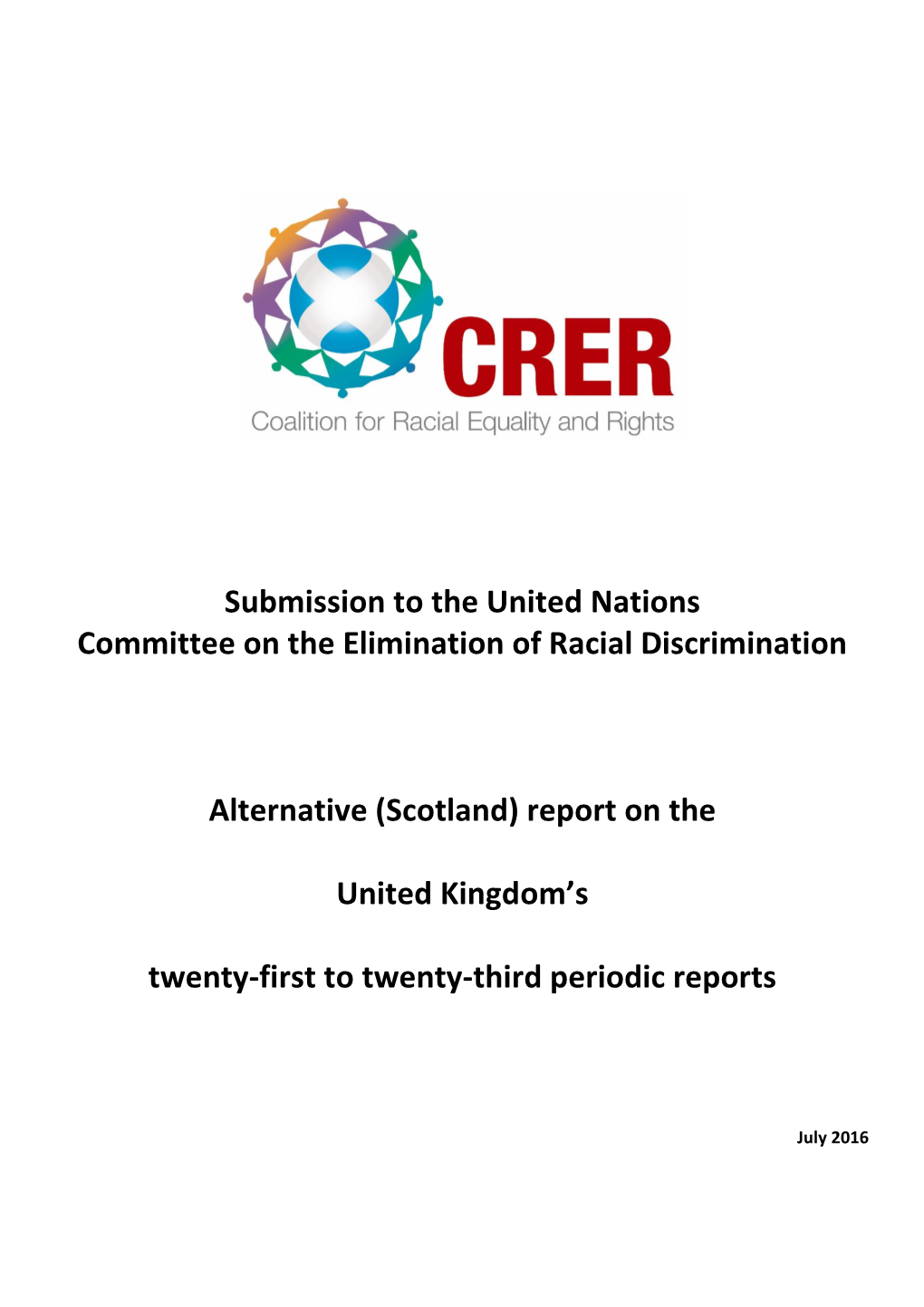 Submission to the United Nations Committee on the Elimination of Racial Discrimination