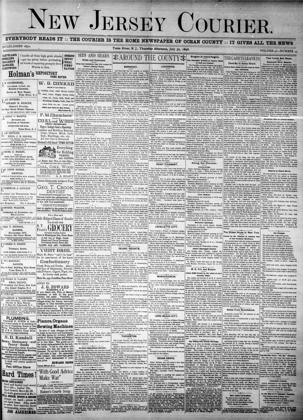 New Jersey Courier. PROPOSED AMENDMENTS to the CON­ COUNTY VE88EL8