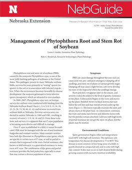 Management of Phytophthora Root and Stem Rot of Soybean (G1785)