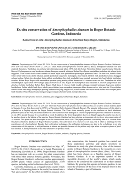 Ex Situ Conservation of Amorphophallus Titanum in Bogor Botanic Gardens, Indonesia