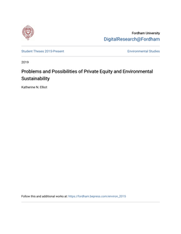 Problems and Possibilities of Private Equity and Environmental Sustainability