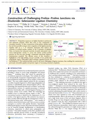 Construction of Challenging Proline–Proline Junctions Via Diselenide–Selenoester Ligation Chemistry
