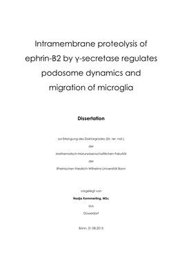 Intramembrane Proteolysis of Ephrin-B2 by Γ-Secretase Regulates Podosome Dynamics and Migration of Microglia