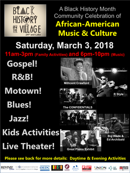 Gospel! R&B! Motown! Blues! Jazz! Kids Activities! Live Theater