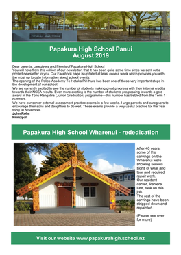 Papakura High School Panui August 2019