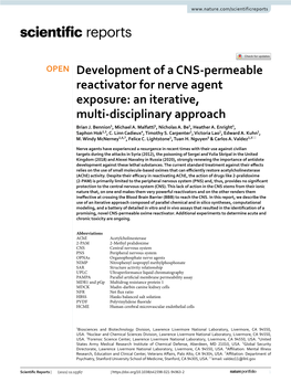 Development of a CNS-Permeable Reactivator for Nerve Agent Exposure