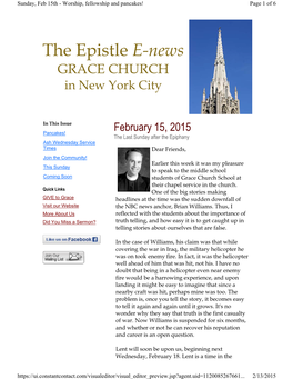 The Epistle E-News GRACE CHURCH in New York City