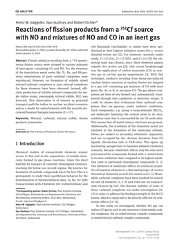 Reactions of Fission Products from a 252Cf Source with NO and Mixtures