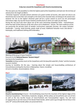 Hoverlyana 3-Day Tour Around the Carpathians with Hoverla Mountaineering