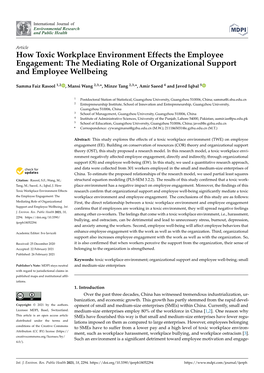 How Toxic Workplace Environment Effects the Employee Engagement: the Mediating Role of Organizational Support and Employee Wellbeing