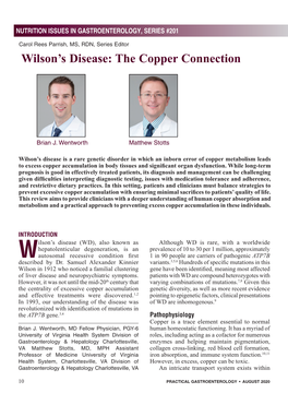 Wilson's Disease: the Copper Connection