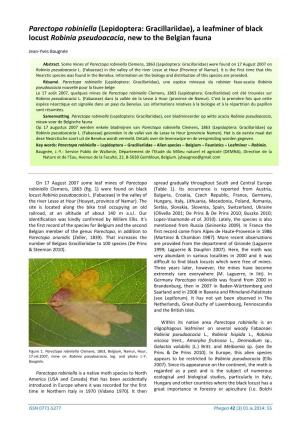Parectopa Robiniella (Lepidoptera: Gracillariidae), a Leafminer of Black Locust Robinia Pseudoacacia, New to the Belgian Fauna