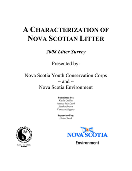 A Characterization of Nova Scotian Litter 2008 Litter Survey Nova