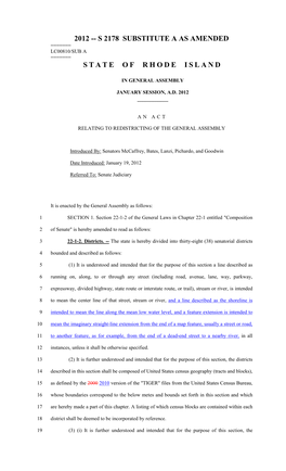 2012 -- S 2178 Substitute a As Amended State of Rhode