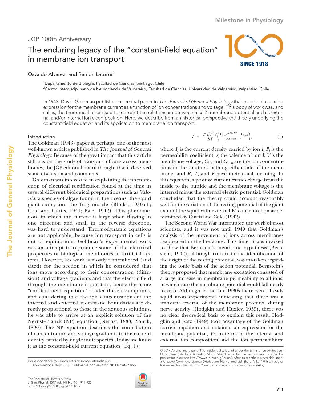 Constant-Field Equation” in Membrane Ion Transport