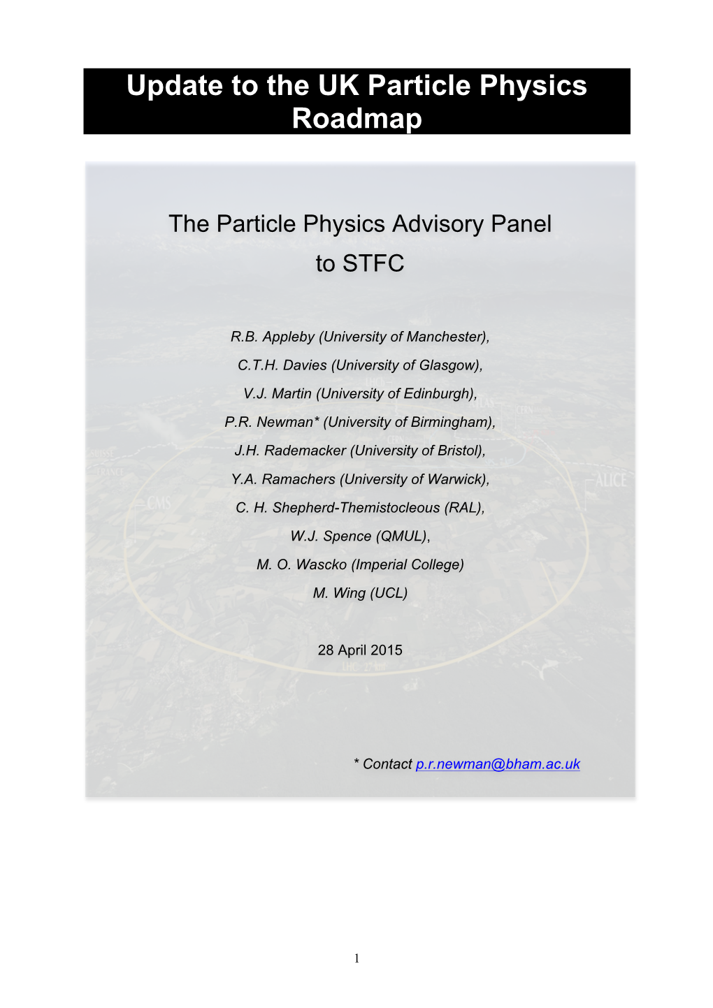 Update to the UK Particle Physics Roadmap