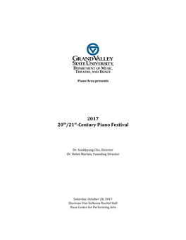 2017 20Th/21St-Century Piano Festival