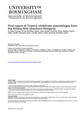 First Report of Triassic Vertebrate Assemblages from the Vill&